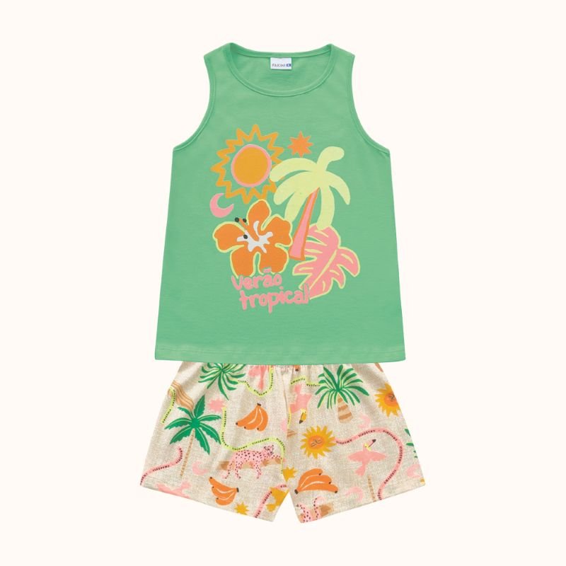 Conjunto Infantil Menina Malha Folhagem Fakini 3190 Thaluc